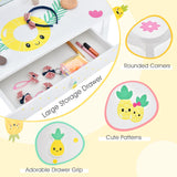 NNECW Kids Vanity Table and Chair Set with Tri-Folding Mirror for Kids Aged 3+ Years Old