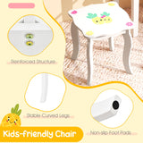 NNECW Kids Vanity Table and Chair Set with Tri-Folding Mirror for Kids Aged 3+ Years Old