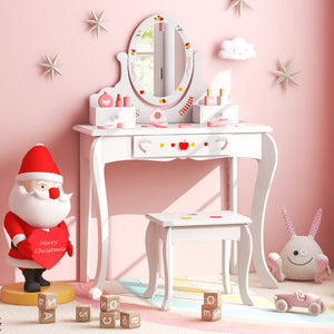 NNECW Kids Vanity Set with 360° Rotatable Mirror & Whiteboard for Kids Aged 3 +