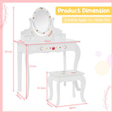 NNECW Kids Vanity Set with 360° Rotatable Mirror & Whiteboard for Kids Aged 3 +