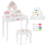 NNECW Kids Vanity Set with 360° Rotatable Mirror & Whiteboard for Kids Aged 3 +