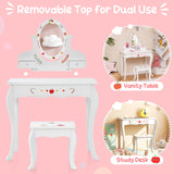 NNECW Kids Vanity Set with 360° Rotatable Mirror & Whiteboard for Kids Aged 3 +