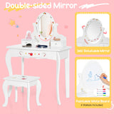 NNECW Kids Vanity Set with 360° Rotatable Mirror & Whiteboard for Kids Aged 3 +