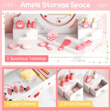 NNECW Kids Vanity Set with 360° Rotatable Mirror & Whiteboard for Kids Aged 3 +