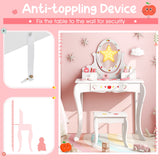 NNECW Kids Vanity Set with 360° Rotatable Mirror & Whiteboard for Kids Aged 3 +