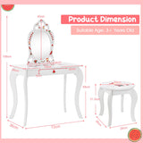 NNECW 2 in 1 Children Dressing Table with Removable Mirror & Storage Drawer for Aged 3+ Years Old