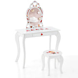 NNECW 2 in 1 Children Dressing Table with Removable Mirror & Storage Drawer for Aged 3+ Years Old