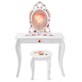 NNECW 2 in 1 Children Dressing Table with Removable Mirror & Storage Drawer for Aged 3+ Years Old