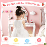 NNECW 2 in 1 Children Dressing Table with Removable Mirror & Storage Drawer for Aged 3+ Years Old