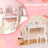 NNECW 2 in 1 Children Dressing Table with Removable Mirror & Storage Drawer for Aged 3+ Years Old