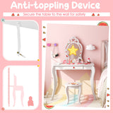 NNECW 2 in 1 Children Dressing Table with Removable Mirror & Storage Drawer for Aged 3+ Years Old