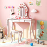 NNECW 2 in 1 Children Dressing Table with Removable Mirror & Storage Drawer for Aged 3+ Years Old
