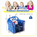 NNECW Kids Upholstered Armchair with Cute Cartoon Pattern for 0-5 Years-Navy