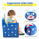 NNECW Kids Upholstered Armchair with Cute Cartoon Pattern for 0-5 Years-Navy