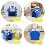 NNECW Kids Upholstered Armchair with Cute Cartoon Pattern for 0-5 Years-Navy