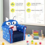 NNECW Kids Upholstered Armchair with Cute Cartoon Pattern for 0-5 Years-Navy