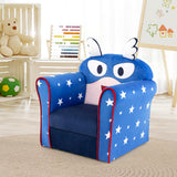 NNECW Kids Upholstered Armchair with Cute Cartoon Pattern for 0-5 Years-Navy