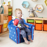 NNECW Kids Upholstered Armchair with Cute Cartoon Pattern for 0-5 Years-Navy