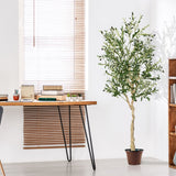 NNECW 182cm Artificial Olive Tree in Cement Pot with Leaves &amp; Fruits-1 piece