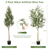 NNECW 182cm Artificial Olive Tree in Cement Pot with Leaves &amp; Fruits-1 piece