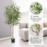 NNECW 2-Pack Artificial Olive Tree with 1296 Leaves for Office