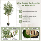 NNECW 2-Pack Artificial Olive Tree with 1296 Leaves for Office