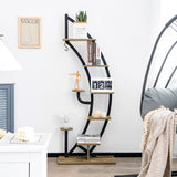 NNECW 6-Tier Metal Curved Half Moon Shape Plant Stand Rack with Top Hook-2 pieces