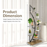 NNECW 6-Tier Metal Curved Half Moon Shape Plant Stand Rack with Top Hook-2 pieces