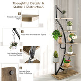 NNECW 6-Tier Metal Curved Half Moon Shape Plant Stand Rack with Top Hook-2 pieces