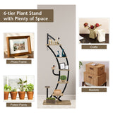 NNECW 6-Tier Metal Curved Half Moon Shape Plant Stand Rack with Top Hook-2 pieces