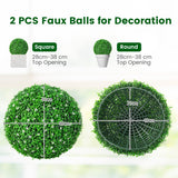 NNECW 2 Pieces Holly Artificial Topiary Balls with White Flowers
