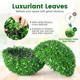 NNECW 2 Pieces Holly Artificial Topiary Balls with White Flowers