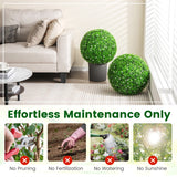 NNECW 2 Pieces Holly Artificial Topiary Balls with White Flowers