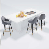 Levede Velvet Swivel Bar Stools x 2 Grey-1919892920018800645