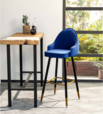 Levede Velvet Swivel Bar Stools x 2 Blue-1919892919670673415