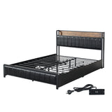 Levede Queen Bed Frame PU 4 Drawer USB Charge-1910113213018673152