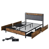 Levede Queen Bed Frame Soft Storage Drawers Headboard USB Charge-1910113213173862400