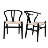 Levede 2x Dining Chairs Wooden Hans Black-1910113283671724032