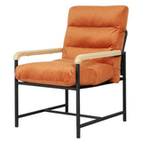 Levede Metal Framed Lounge Chair Velvet in Orange-1919278353270050816
