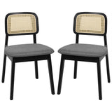 Levede 2x Dining Chair Wood Rattan Armless Black-1937319813961617408