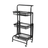 Levede 3 Tier Kitchen Trolley Cart Swivel Black Colour-1910112822990344192