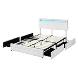 Levede Double Bed Frame RGB LED PU 4 Drawer USB-1937319784479854592