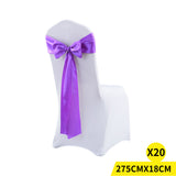 20x Multicoloured Satin Chair Sashes Lavender-1910113034114830336