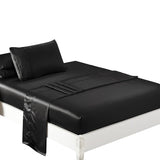 DreamZ Silky Satin Sheets Fitted Flat Single Black-1910113196275011584