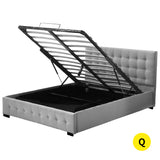 Levede Queen Bed Frame Fabric Tufted Grey-1910113204088999936