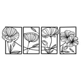 Yezi Metal Wall Art 4Pcs Floral Minimalist Line Decor-1937319819200303104