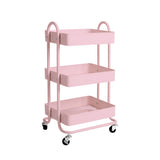 Levede 3 Tiers Kitchen Trolley Cart Pink-1917016721554804736