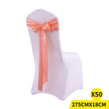 50x Satin Chair Sashes Cloth Cover Wedding Coral-1910113034936913920
