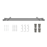 Marlow Silver Double Curtain Rod Steel Pole Pommel Set Extendable Adjustable-1910112209267200000