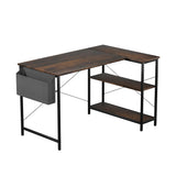 Levede L Shaped Computer Desk Corner Desk Brown-1937319785532624896